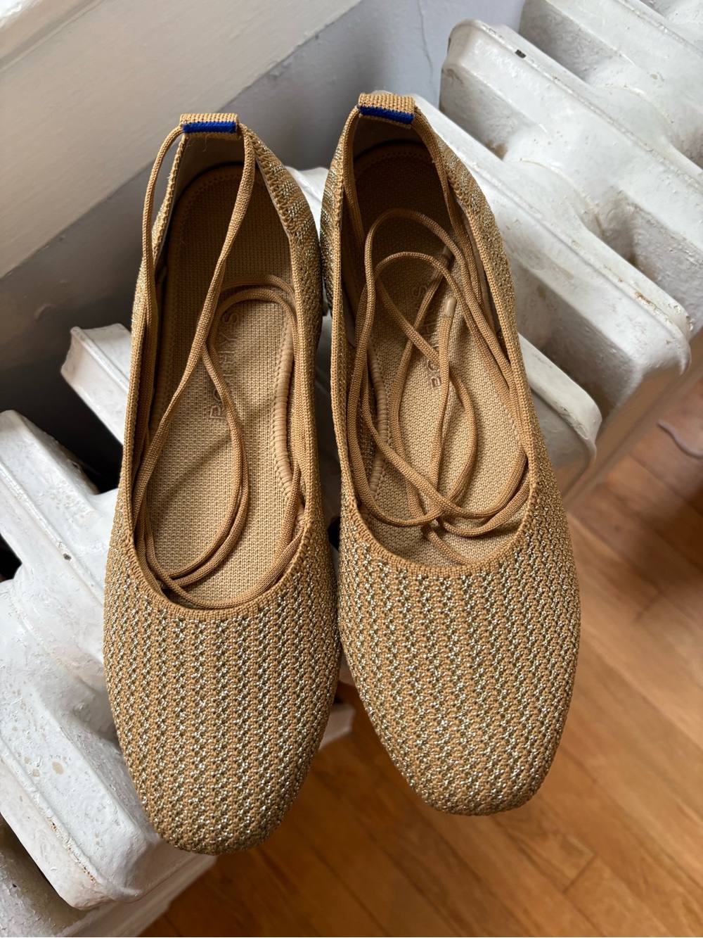 Rothy's Square Wrap in Gold Stripe.